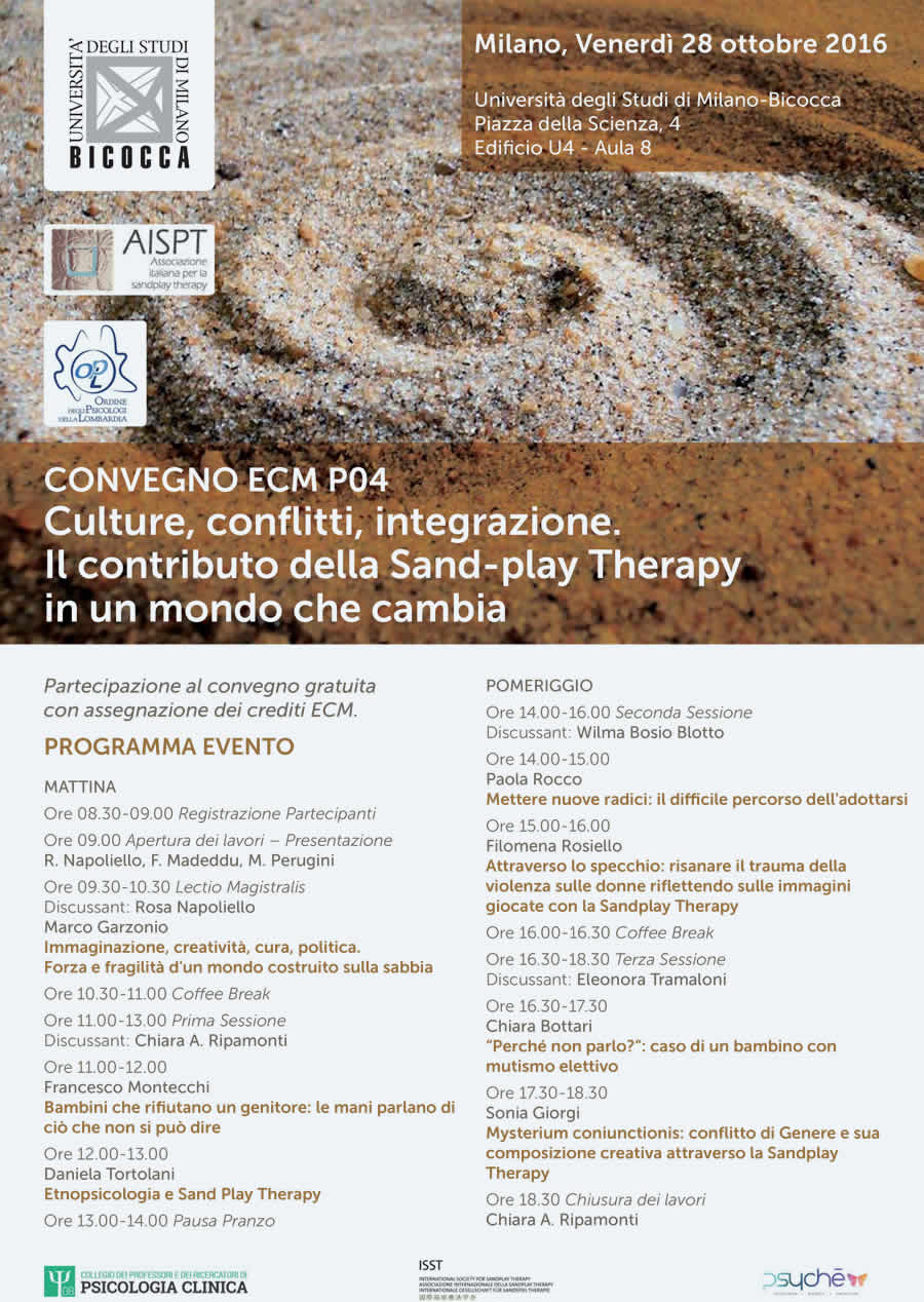 AISPT - Convegno Ecm P04 Culture Conflitti Integrazione - Pieghevole Sandplay - Bicocca - 28/10/2016